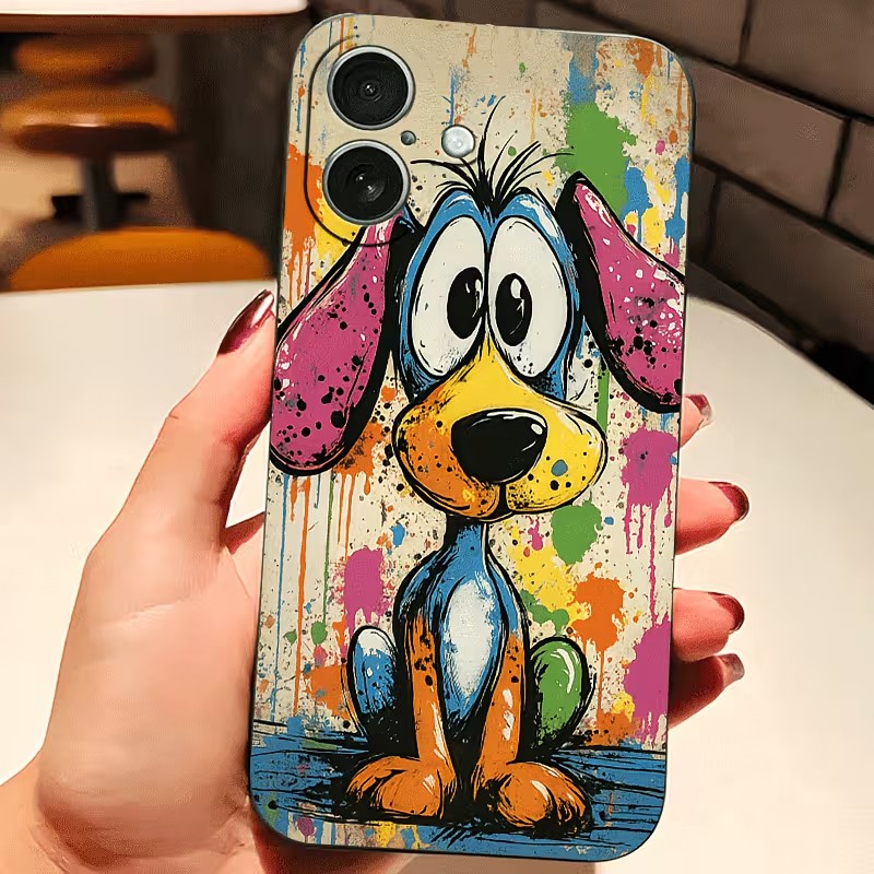 Tablet And Accessories Case - Graffiti Colored Puppy TPU Phone Case