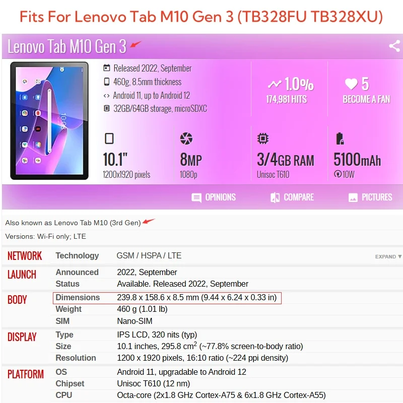 Capa For Lenovo Tab M10 3rd Ge - огляд і ціна Tablet Cover Accessories